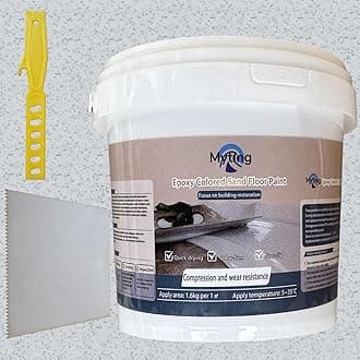 Epoxy Colored Sand Floor Paint, Epoxy Floor Paint High Gloss Marble Effect Coating for Indoor and Outdoor, Wear-resistant and non-slip Self-leveling Coating White 35OZ(1KG)