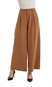 Tronjori Women High Waist Casual Wide Leg Long Palazzo Pants Trousers Regular Size