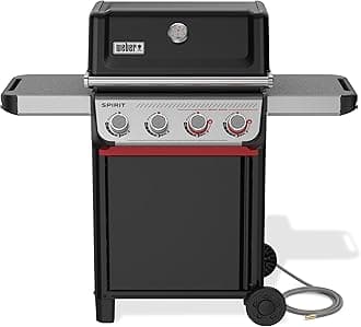 Spirit E-425 Natural Gas Grill for Outdoor Cooking and BBQ, 4 Burner, Black – Porcelain-Enameled Cast-Iron Grates 2 Boost Burners & Sear Zone