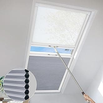 MiLin Day Night Skylight Shades Cordless Cellular Skylight Honeycomb Blinds Reduce Noise Privacy Shades Suitable for Roof Inclined Plane Room Windows - Custom Size (Blackout Light Blue)