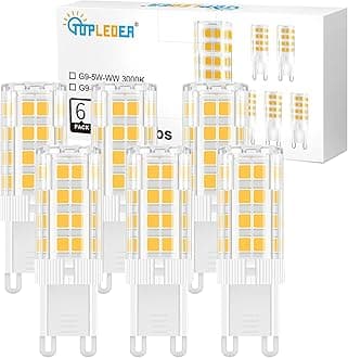 G9 LED Bulbs 6-Pack, 5W 450LM LED Light Bulbs, Warm White 3000K, No Flicker Non-Dimmable, 40W Halogen Bulb Equivalent, Energy Saving G9 Bulb