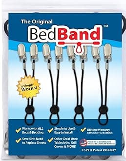 Not Made in China. 100% USA Worker Assembled.. Bed Sheet Holder, Gripper, Suspender and Strap. Smooth any Sheets on any Bed. Sleep Better. Patented.,Black,1 Pack (4 Bands)
