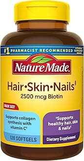 Nature Made Hair, Skin and Nails with 2500 mcg Biotin Softgels, 120 Count