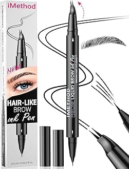 Curved Eyebrow Pen - Eyebrow Pencil, Brow Pencil 2-in-1 Dual-Ended Microblading Eyebrow Pen with Micro-Fork-Tip and Precise Brush-Tip Create Natural Hair-Like Brows, Last All-Day, Black