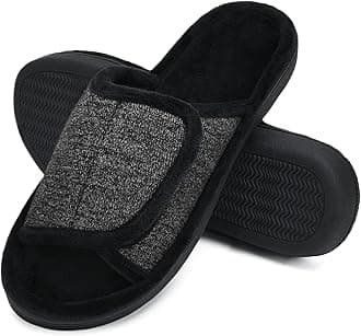 Sponsored Ad - Adjustable Men's Memory Foam Slippers, Comfy Indoor Outdoor, Breathable Slide Bedroom Slippers Size 7-14