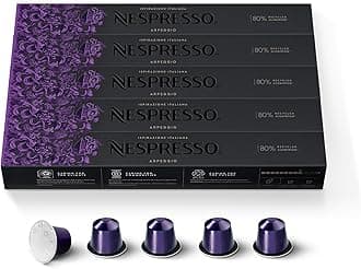 Nespresso Original Coffee Pods - 50 Inspiranzione Arpeggio Capsules for Nespresso Machines. Make Espressos, Cappuccino and Macchiato at home. A short dark roast, intensity 9 coffee. Recyclable Pods