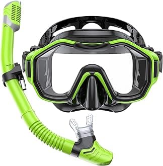 Snorkeling Gear for Adults Kids, Dry-Top Snorkel Set, 180°Panoramic Wide View Diving Mask Breathing Freely Snorkel Mask for Snorkeling Scuba Diving Swimming Travel