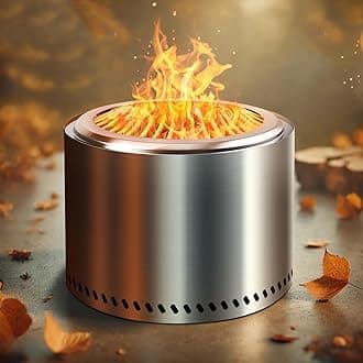 HGD 28" Smokeless Firepit, Stainless Steel Fire Pit, Wood Burning Firepit for Patio Garden Picnic