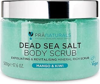 PraNaturals Dead Sea Scrub Organic and Tropical Scented Of Mango & Kiwi, Paraben Free Rich Scrub for All Skin Types, exfoliates and Nourishes Skin. 500g