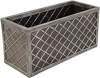 Pluto Packaging 70cm Long Large Plastic Pewter Lazio Trough Grey Outdoor Garden Flower Planters (2 Lazio Trough Planters)