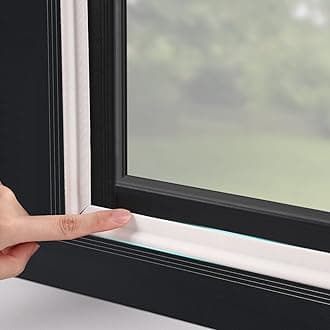 MOPMS Draft Stopper Sweep, Door Weatherproofing Stripping, Window Seal Strip Self-adhisive Soundproof Cuttable Weather Length 13.12 Ft (2 Pcs x 6.56 Ft), White