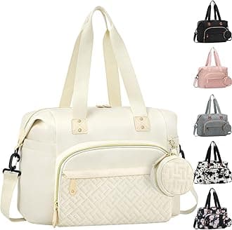 Diaper Bag Tote, Baby Bag Travel Diaper Tote Bag with Pacifier Case, Cute Maternity Hospital Baby Stylish Diaper Tote for Mom Dad Medium Size, Beige