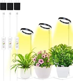 yadoker Plant Grow Light, LED Growing Light Full Spectrum for Indoor Plants,Height Adjustable, Automatic Timer, 5V Low Safe Voltage,Idea for Small Plant Light(3 Pack)