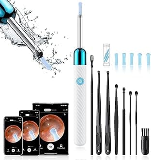 LEIPUT Ear Wax Removal - Earwax Remover Tool with 7 Pcs Ear Set - Ear Cleaner with Camera - Earwax Removal Kit with Light - Ear Camera with 6 Ear Spoon - Ear Cleaner for iOS & Android