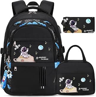 Backpack for Boys - Boy Backpack Schoolbag for Boys Kids Children Teens Girls Elementary Middle School Bags, Waterproof Lightweight Kids Bookbag Backpacks Casual Daypack with Lunch Bag Set