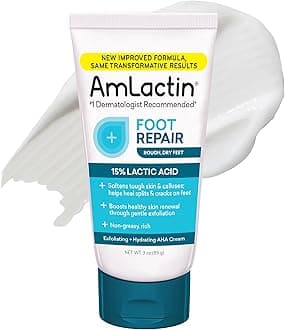 AmLactin Foot Repair Foot Cream Therapy, 3 Ounce Tube, AHA Cream