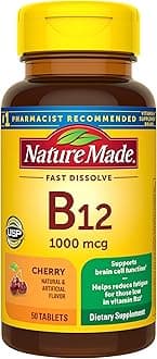 Vitamin B12 1000 mcg, Easy to Take Vitamin B12 Sublingual Tablets for Energy Metabolism Support, 50 Sugar Free Fast Dissolve Tablets, 50 Day Supply