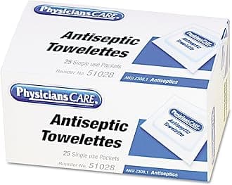 First Aid Antiseptic Towelettes, Box of 25 Individually Wrapped
