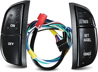 Steering Wheel Mounted Cruise Control Switch Buttons Kit Compatible with 1997-2004 Ford F-150/250/350 Super Duty, 1999-2007 E-150/250/350/450/550, Excursion, Expedition 1C3A9D809AA