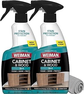 Cabinet and Wood Cleaner, Shine, Clean and Protect Spray - For Wood Cabinets, Furniture, Tables, Baseboards, Trim & more, 16 oz, 2 PACK with MicroFiber Towel