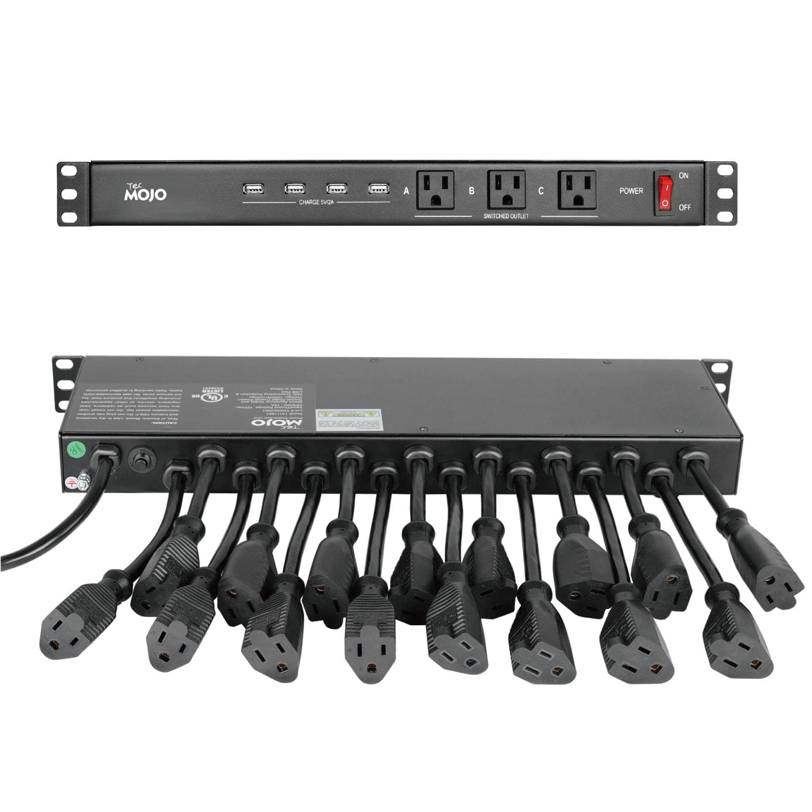 1U Rack Mount 19 Outlet PDU Power Distribution Unit Power Strip Circuit Breaker fits 19-inch AV/Network/Server Cabinet/Closet/Enclosure