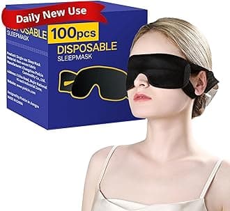 100 Packs Disposable Sleep Masks Bulk, Blackout Blindfolds for Men Women, Soft Eyemasks Adjustable for Sleeping Travel Yoga, Light Blocking Night Eye Mask for Party Games Team Building