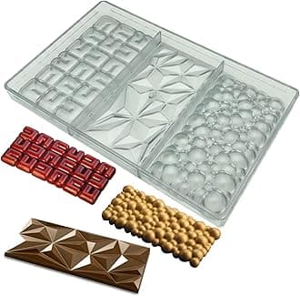 Goldbaking 3 Kinds Shape Chocolate Bar Mold Break Apart Chocolate Molds Prote...