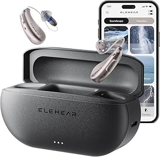 Beyond Hearing Aids, Rechargeable Bluetooth OTC Hearing Aids for Seniors with AI Noise Cancellation, Superior Sound Quality Smart, Bluetooth Enabled & App Control, Champagne Gold