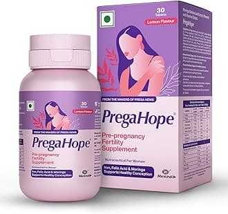 Prega Hope | Pre-Pregnancy Fertility Supplement (Pack of 30 Tabs) | With Iron, Folic Acid & Moringa | Lemon Flavor
