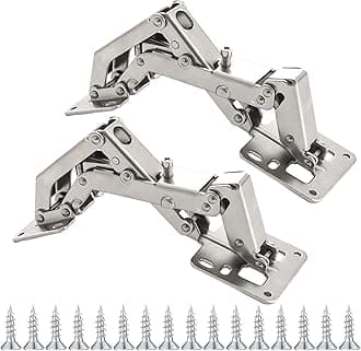 170 Degree Hinges Frameless Cabinet Door Hinges Hidden Hydraulic Adjustable Mounting Hinges Soft Closing Stainless Steel Buffer Damping Wardrobe, 5 Pair (Full Coverage)