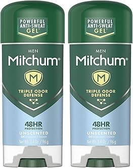 Mitchum Men Advanced Control Anti-Perspirant & Deodorant Gel, Unscented, 3.4 Ounce (Pack of 6)