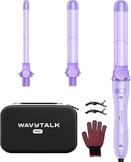 Wavytalk Rotating Curling Iron Set, Curlmaker Pro, Automatic Hair Curler with 3 Sizes Ceramic Barrel(0.5"-1"-1.25") for Tight & Spiral Curls and Beach Waves, Effortless Get Long-Lasting Styling,Purple