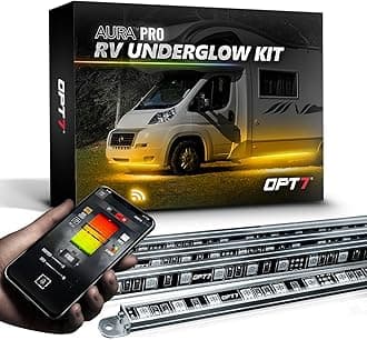 OPT7 Aura Pro Underglow LED Lights Kit for RV Motorhomes with APP Control, Exterior Neon Accent Under Glow Lights, Music Soundsync Multicolor RGB Strip Lights, Waterproof Rigid Aluminum Light Bars