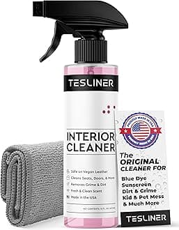 Tesla Seat Cleaner & Stain Remover, Interior Cleaner for Black & White Vegan Leather, Interior Cleaning Products | Tesla Model Y Juniper Accessories 2026, Tesla Model 3 Accessories, S, X, Cybertruck