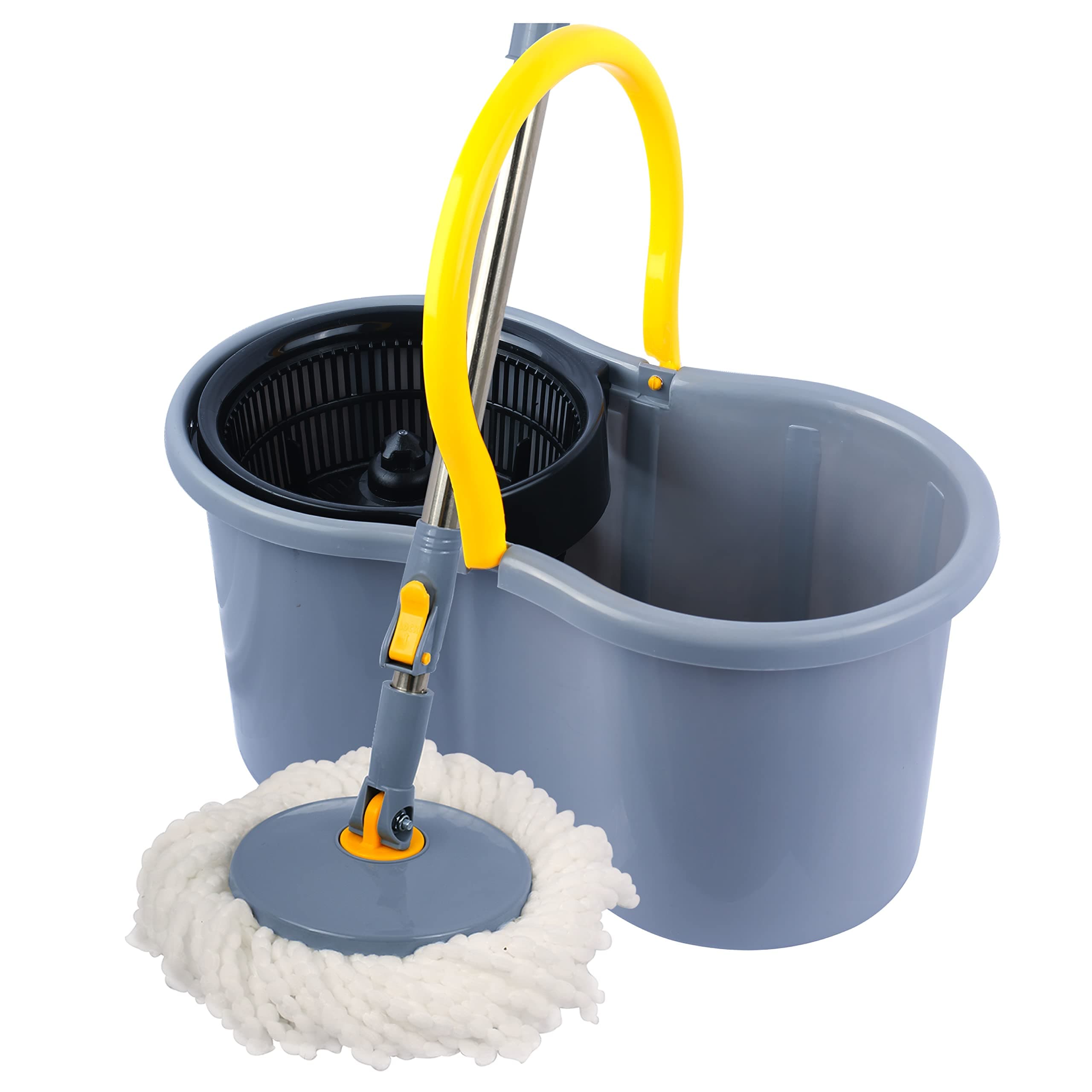 Esqube Elegant 360° Magic Spin Mop Bucket Set - Black (Grey)