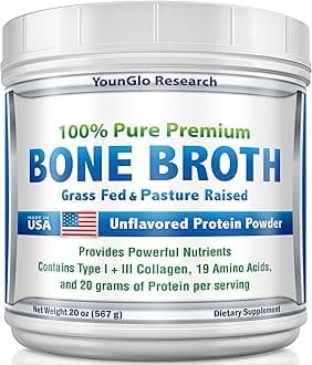 Bone Broth Beef Protein Powder - 1.25 lb / 20 oz, Unflavored - Made in USA - High Collagen & Gelatin from Grass Fed Bovine - Nutritious Marrow Benefits - Soups, Paleo & Keto Diets