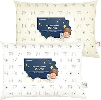 2-Pack Toddler Pillow 33x45 - Soft Organic Cotton Kids Travel Bed Pillows for Sleeping, School, Nap, Machine Washable, Toddlers 2 to 5, Pillowcase Sold Separately (Bumble Bear)