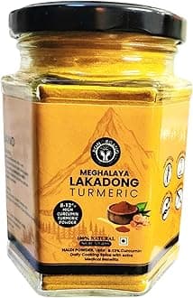 BON ORGANO Meghalaya Lakadong Turmeric Powder, High Curcumin(10-12%)Sourced From Meghalaya, 1 Count, 125 Grams
