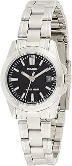 Casio Women's Analog Display Quartz Watch, Silver Stainless Steel Band, Round 26mm Case