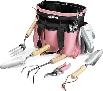 WORKPRO 8-Piece Stainless Steel Gardening Tools Set, Garden Equipment, Pink