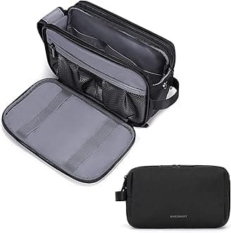 Toiletry Bag for Men, Travel Toiletry Organizer Dopp Kit Water-resistant Shaving Bag for Toiletries Accessories, Door Room Essentials, Black-medium