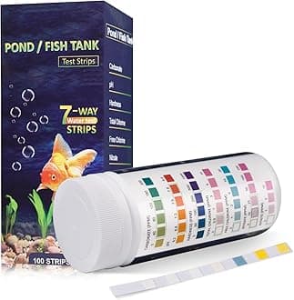 7 in 1 Aquarium Test Strips, 100 Strips Fish Tank Water Quality Test Freshwater Saltwater Test Kit for Test pH, Carbonate, Alkalinity, Hardness, Chlorine, Nitrite, Nitrate Aquarium Water Testing