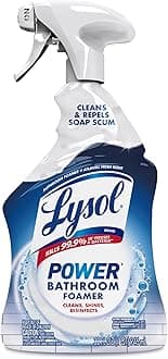 Lysol Power Foaming Bathroom Cleaner, Multipurpose Cleaner for Showers, Bathtubs, Sinks, Disinfectant Spray Kills 99.9% of Germs, Zero Bleach Cleaning Spray, 32 Oz.