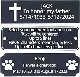 QIPAN Engraved Custom Name Plate,Brushed Stainless Steel Personalized Name Plaque,Metal Engraving Custom Name Plate with Adhesive Backing or Screws for URN,Trophy, Picture Frame (Black)