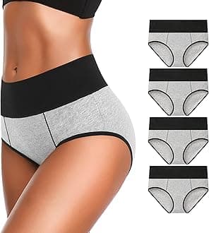 Eiggam Underwear for Women Cotton High Waist Panties Full Coverage Briefs Soft Strech Ladies Breathable Panties-Multi Pack