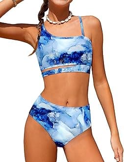 Queenstyle Girls Swimsuits Bikini Set Kids Cutout Bathing Suit Bikini Top Two Piece Girls' Swimwear