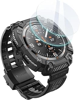 i-Blason for Samsung Galaxy Watch Ultra Band 47mm with 2 Pack Tempered Glass Screen Protector, [Military Protection] [Magnetic Charging], Durable Watch Band for Galaxy Watch 7 Ultra [47mm] (Black)