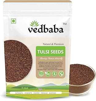 Vedbaba Tulsi Seeds for Eating - 400g | Shyama Tulsi Manjari Beej | Holy Basil Seeds (Edible) | Tukhme Rehan | Natural & NON-GMO