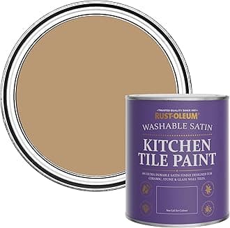 Rust-Oleum Orange Water-Resistant Kitchen Tile Paint in Satin Finish - Fired Clay 750ml