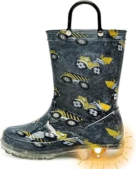 Outee Toddler Kids Adorable Lightwight Waterproof Rain Boots Light Up by Steps